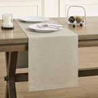 Basic Linen Style Table Runner, 14x48 Inch Natural | Mitered Corner Design by ZEEMARTONLINE