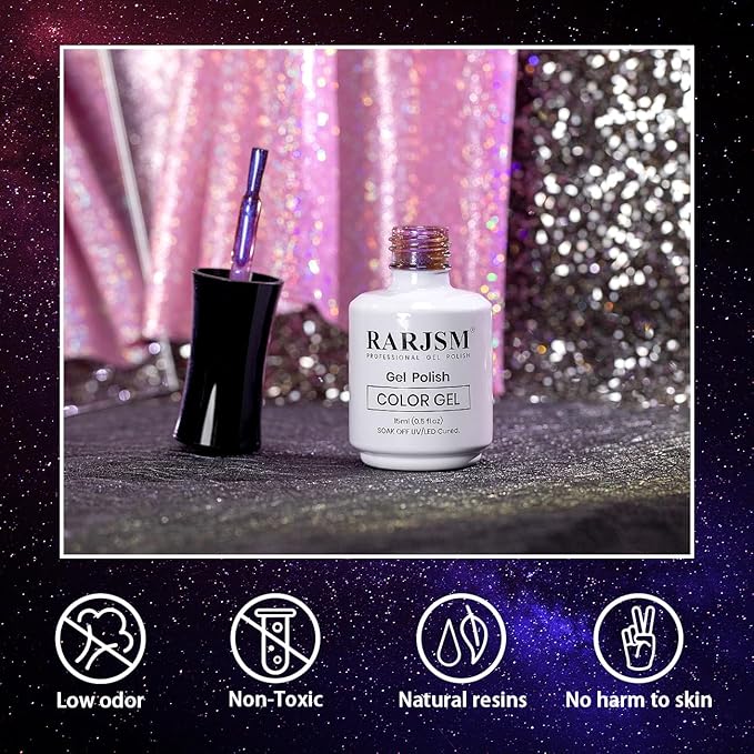 RARJSM Glitter Cat Eye Gel Nail Polish Aurora Purple Multi Color Velvet Diamond Cateye Gel Polish with Magnet Stick Reflective Shimmer UV LED Curing Requires Soak Off for Home Salon Manicure 15ml