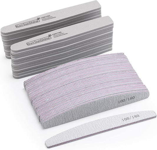 35 Count 100/180 Grit Nail Files and Buffers for Acrylic Nails, Washable Nail Buffer Double Sided Emery Boards Manicure Tools for Nail Tech