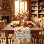 Fall Table Runner Decorations, Pumpkin Maple Leaf Thanksgiving Harvest Decor | - Image 3