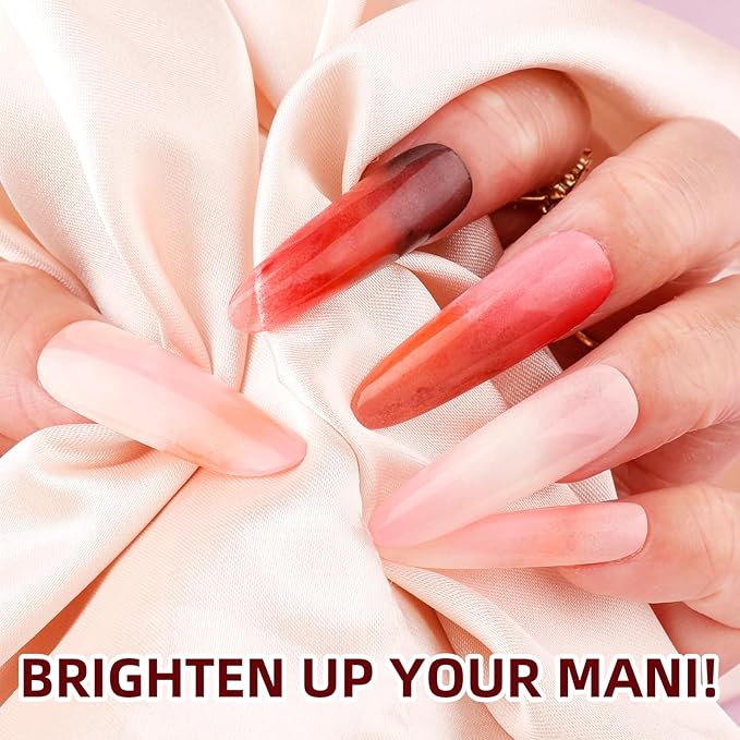 Sponge Pat Paint Nail Gel, 9 Colors Nude Pink White Red Brown Black Ombre Gel Nail Polish Set with 50pcs Nail Sponges 4 Claws Metal Grabber and Brush Painting Solid Nail Polish Kit