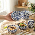 Cereal Bowls Set of 6, 28 Ounces Soup Bowls, Bohemian Ceramic Bowls - Image 3