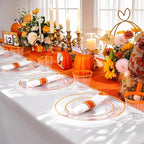SUT 350Pcs Orange and Clear Plastic Dinnerware Set - Image 5