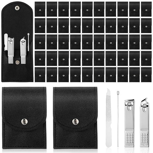 Geosar 50 Set Travel Manicure Kit Bulk Professional Nail Clippers Pedicure Nail Care Tools Grooming Stainless Steel Set with Portable Travel Case, Gift for Christmas Men Women(Black)