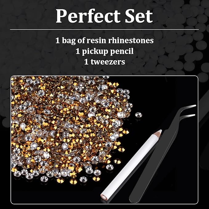 15000pcs 2mm Resin Rhinestones Bulk, Mineral Gold Flatback Round Jelly Rhinestones Bedazzling Non Hotfix Crystal Gems Large Quantity Wholesale for DIY Crafts Clothes Tumblers Face Makeup Manicure