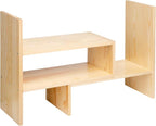 Desktop Organizer Office Storage Rack Adjustable Natural Wood Display Book - Image 5