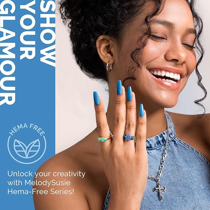 MelodySusie Hema Free Gel Nail Polish, 0.5 Fl Oz Thick Steel Blue Gel Polish, Non-Toxic, Long Lasting, Soak Off UV Nail Polish, Manicure Nail Design Salon DIY Nail Art at Home K0738