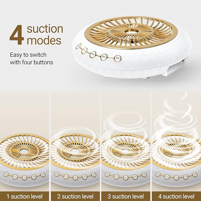 Nail Dust Collector 5000RPM Quiet Vacuum Fan with Dustwith Reusable Filter for Home & Salon Manicure - Beginners & Pros