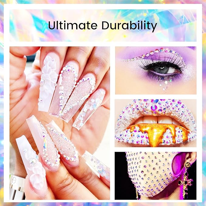 Novani Crystal Rhinestones, Flatback Loose Gemstones 1440pcs Glass Rhinestones for Clothes Shoes Crafts Makeup Nail Art and DIY Decorations(SS8, Transparent)