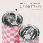 SANDJEST Checkered Tumbler 20oz Stainless Steel Insulated, Checker Travel - Image 5