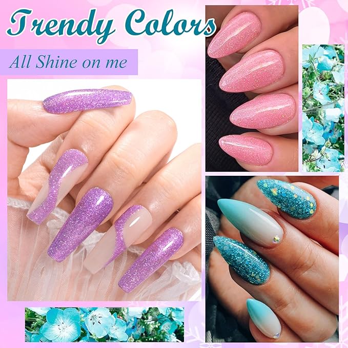 MEET ACROSS 12PCS Gel Nail Polish Set, 12 Colors Gel Nail Kit Art Design Soak Off UV LED,Nail Art Design Gifts for Women (SET-8, 12PCS)
