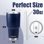 D·S 30 oz Navy Tumbler Double Wall Vacuum Insulated Travel Coffee Mug | Double - Image 2