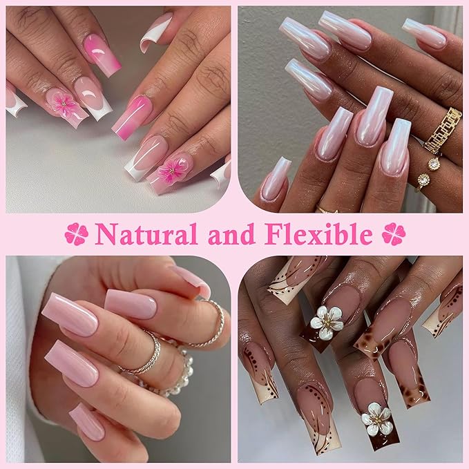 Nail Tips Square: 504pcs Pre-etched Square Press on Nails Clear Full Cover Fake Nails for French Nail Extension Salon Home DIY 12 Sizes Gel Tips