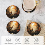 Forest Deer Animal Coasters for Drinks Absorbent Round Ceramic Coasters Set of - Image 5