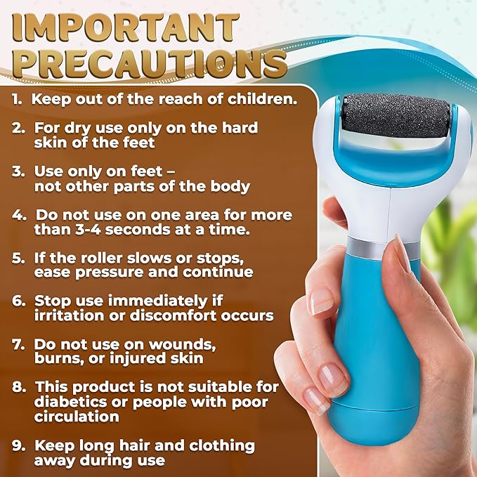 Foot Callus Remover Tool | Batteries Not Included – High-Speed Foot Grinder with Easy-to-Replace Roller – On-The-Go Electric Callus Remover for Feet | Pedicure Tools for Feet Smoothing