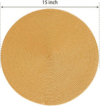 FunWheat Round Braided Placemats Set of 6 Table Mats - Image 2