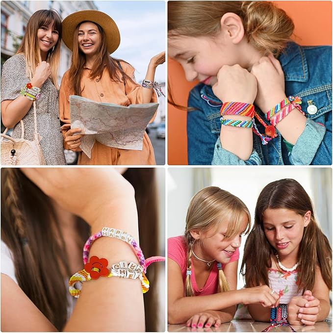 Arts and Crafts for Kids Ages 8-12,Friendship Bracelet Making Kit for Girl,Kids Jewelry Making Kit with 28 Pre-Cut Threads,Christmas Birthday Gifts for Ages 6 7 8 9 10 11 12 Year Old Pink