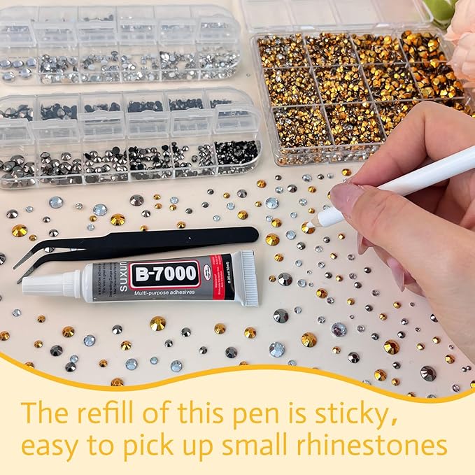 ASTARON Black Gold Resin Rhinestones for Crafting, 2mm-6mm Mixed Flatback Resin Gemstones for Crafts Gems Bulk Jelly AB Bedazzling Diamonds with Glue for Nails, Tumblers, Mugs Decoration