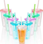 9 Set 16 oz Insulated Plastic Tumbler Double Wall Plastic Cup by Unknown