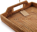 Hand-Woven Rattan Rectangular Serving Tray - Image 3