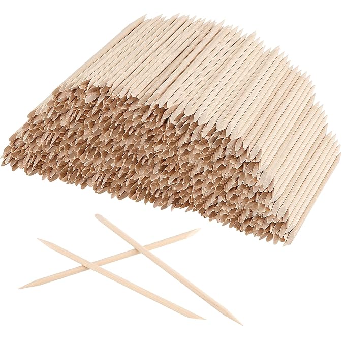 SOUJAP 2400Pcs 4.5 Inch Orange Wood Nail Sticks, Double Sided Wood Cuticle Pusher Tool, Wooden Cuticle Sticks for Manicure, Pedicure