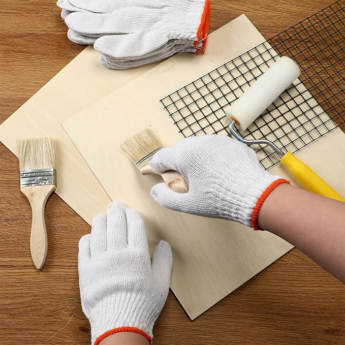 Sureio 100 Pairs Cotton Gloves Hand Cotton Liners Safety Knitted Polyester Gloves for BBQ Roping Men Women