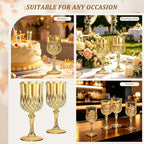 7OZ Plastic Wine Glasses, Reusable Vintage Goblets Unbreakable Drinking Glasses - Image 5