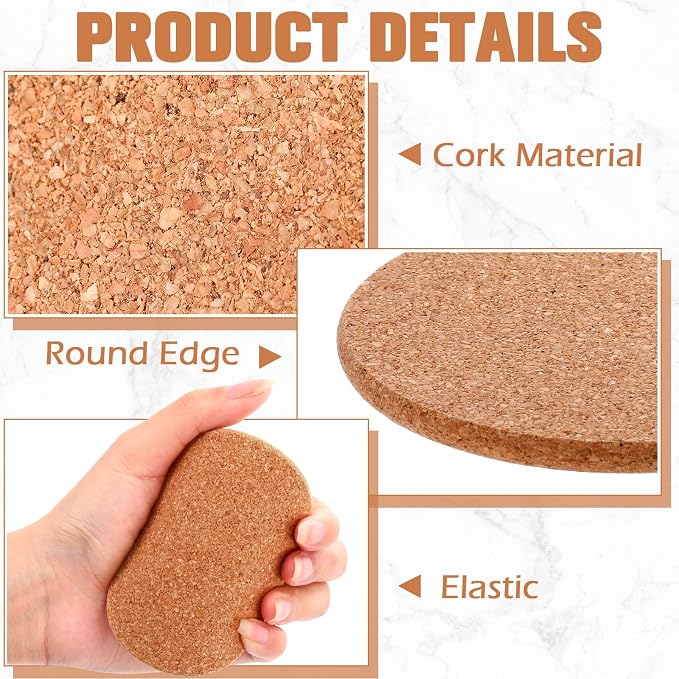 Lallisa 100 Pcs Cork Coasters for Drinks, Thick Absorbent Cork Coasters Bulk - Image 3