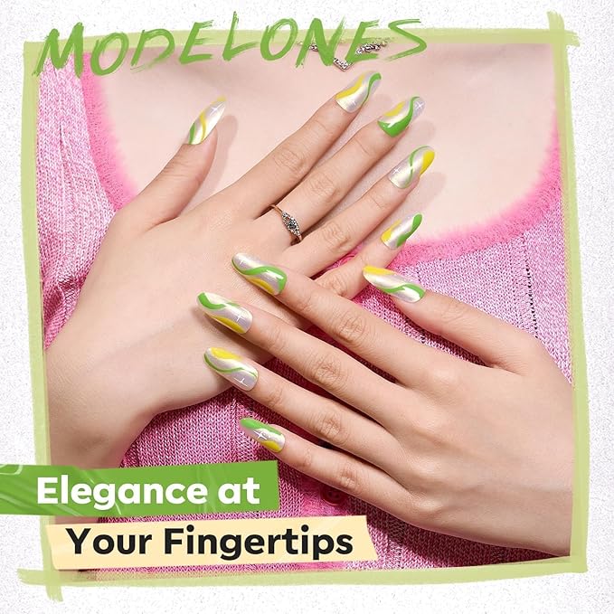 modelones Green Nail Polish, 6 Colors Yellow White Glitter Quick Dry Nail Polish Set Mini Finger Long Lasting Fast Drying Manicure DIY Nail Art Home Salon Gift For Women Girls