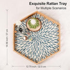 Hexagon Rattan Tray with Mother of Pearl Inlay, Rattan Serving Tray - Image 9
