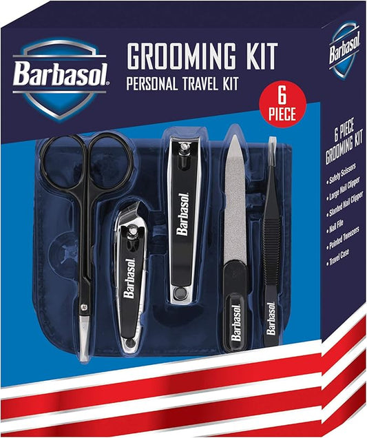Barbasol CBG11001BLK 6-Piece Nail Grooming Set with Travel Case - Black