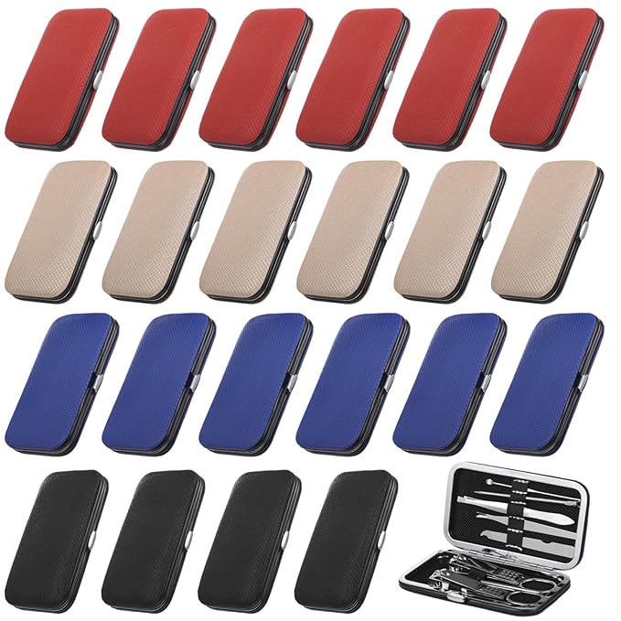 50 Pcs Bulk Nail Kits, Manicure Kit in 4 Colors for Women Professional, 8-in-1 Manicure Set Bulk with Steel Tools, Multicolor Textured Cases, Portable Travel Size