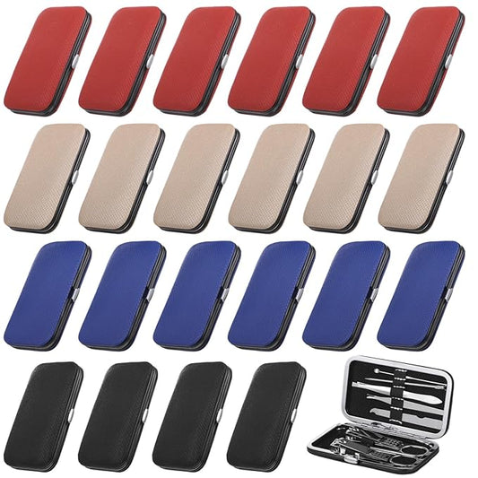 50 Pcs Bulk Nail Kits, Manicure Kit in 4 Colors for Women Professional, 8-in-1 Manicure Set Bulk with Steel Tools, Multicolor Textured Cases, Portable Travel Size