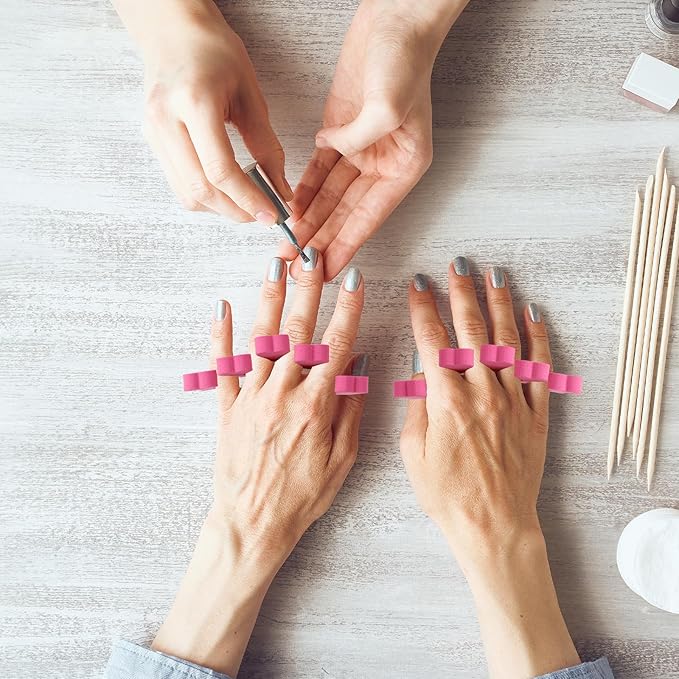 Toe Separators Set - 52 Pieces Premium Pedicure Tool, Spa Party Salon Polishing Separator (Hotpink)