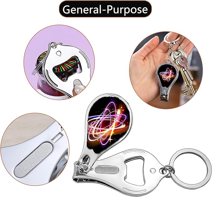 Nail Clipper Set with Keychain 2 Pack Toenail Clippers with Jar Opener Multifunction Nail Cutter for Men-Dorm Room Essentials,Kitchen Gadgets,Golf Accessories,Travel Essentials(Colorful)
