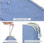 FYY Electronic Organizer, Travel Tech Pouch, Cable Organizer Blue Quilted | - Image 4