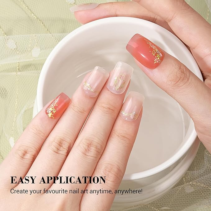 MelodySusie Semi Cured Gel Nail Strips, 20 PCS Gel Nail Stickers, Gel Nail Wraps, UV Light Required, Durable and Salon Quality (Tulips)