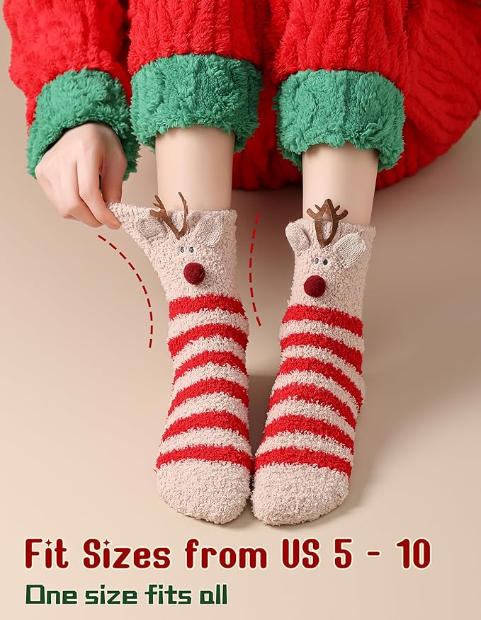 TEHOOK Warm & Cozy Gifts for Women, Stocking Stuufers, Fluffy Fuzzy Plush Sleeping Slipper Socks - Soft Warm Fabric