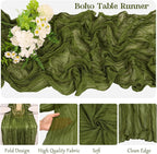 10 Pack Olive Green Cheesecloth Table Runner 6FT Boho Gauze Fabric Table Runner - Image 3