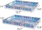 Hiceeden Set of 2 Boho Floral Serving Tray - Image 2