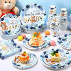 Funnymoom 250 Pcs We Can Bearly Wait Baby Shower Party Decorations Blue Paper - Image 5