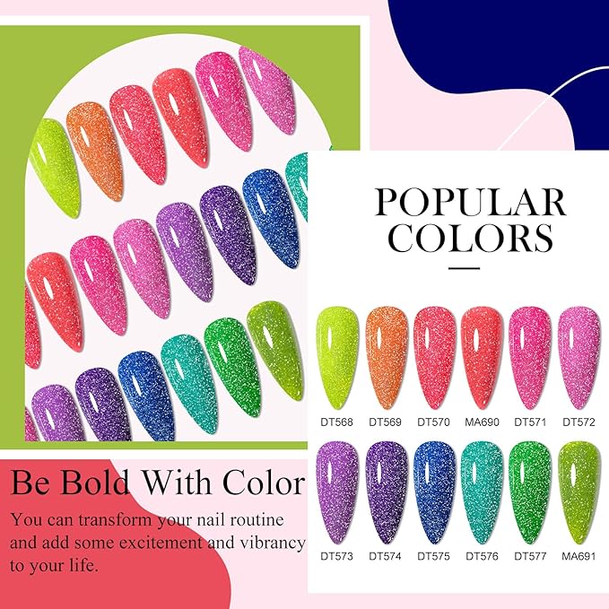MEET ACROSS 12PCS Gel Nail Polish Set, 12 Colors Gel Nail Kit Art Design Soak Off UV LED,Nail Art Design Gifts for Women (SET-10, 12PCS)