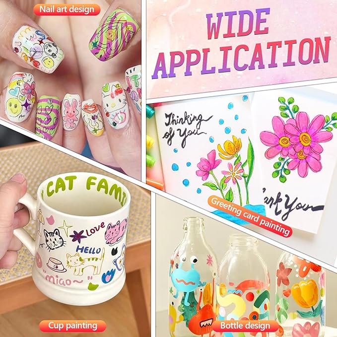 12 Colors Nail Art Pens Set, 3D Quick-Dry 0.5MM Nail Polish Pens, 2025 DIY Nail Art Marker Graffiti Dotting Pen for Nails Art Design Manicure Nail DIY Decoration (B)