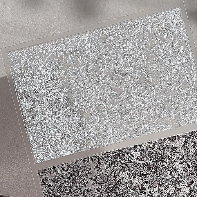 1 Sheets Embossed Lace Nail Decals for Nail Art Black White Flower Nail Stickers 5d Self-Adhesive Lace Flowers Nail Decals Fall Winter Nail Decoration for Women Nails Designs Accessories