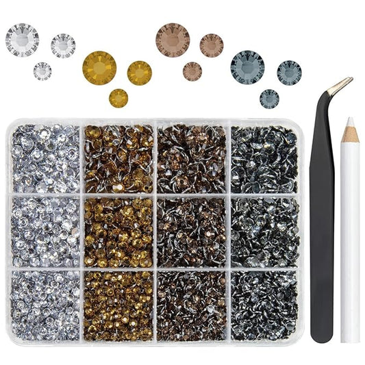 3mm 4mm 5mm Resin Crystal Rhinestones Bulk Flatback Crystal Stones 4 Color Crystal Clear Amber Brown Dark Brown Gray Gems Diamonds Charms for Nails Face Eyes Makeup DIY Crafting Shoes Clothes