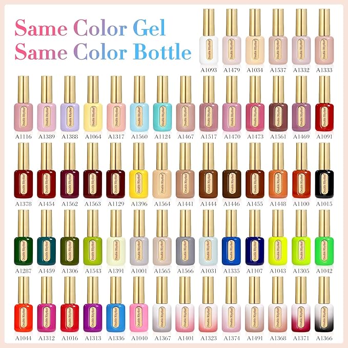 Double Rhythm 0.50 OZ Gel Polish Same Color Same Bottle Golden Round Hema Free Neutral Natural Milky 15 ML Jelly UV Polish Art DIY at Home (Neon Yellow Green-C1305)