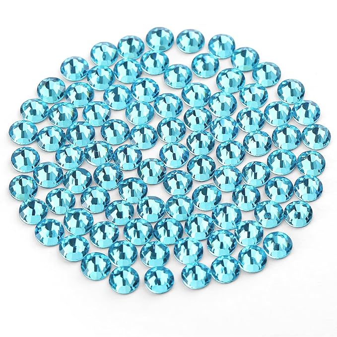 Novani Crystal Rhinestones, Flatback Loose Gemstones 288pcs Glass Rhinestones for Clothes Shoes Crafts Makeup Nail Art and DIY Decorations(SS30, Aquamarine)