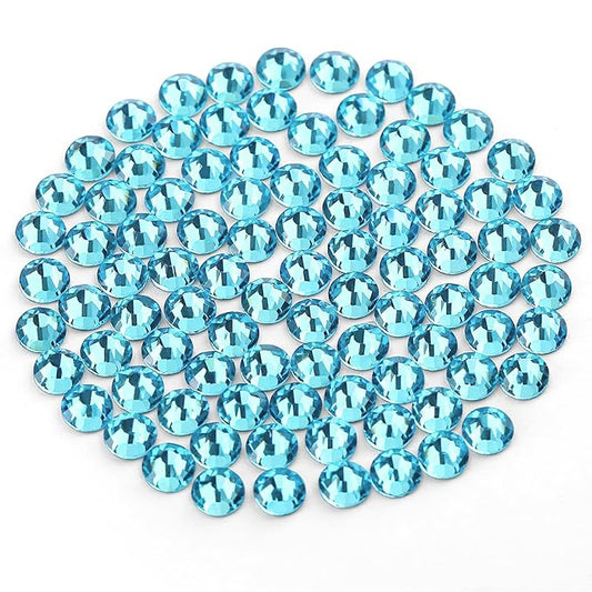 Novani Crystal Rhinestones, Flatback Loose Gemstones 1440pcs Glass Rhinestones for Clothes Shoes Crafts Makeup Nail Art and DIY Decorations(SS12, Aquamarine)