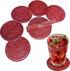 Handmade Leather Coasters 4" for Drinks by PREMIUMLEATHERHANDMADE