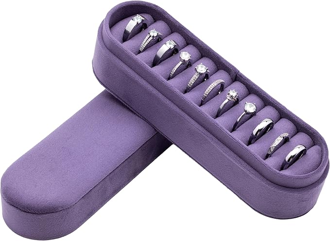 Velvet Small Multiple Ring Box Portable Organizer Display Storage | Travel Case by COWFEX